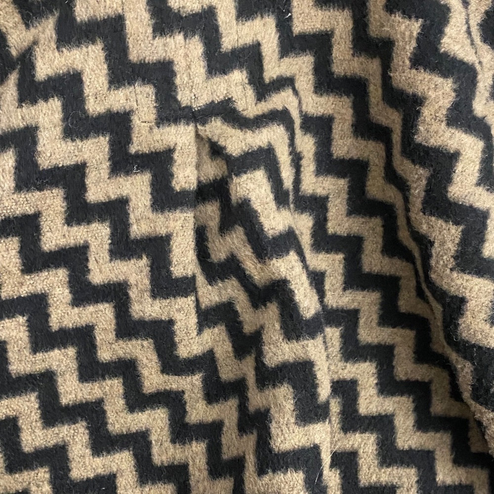 Anthropologie Tulle Wool Black and Tan Chevron Trench Coat - Picture 9 of 9